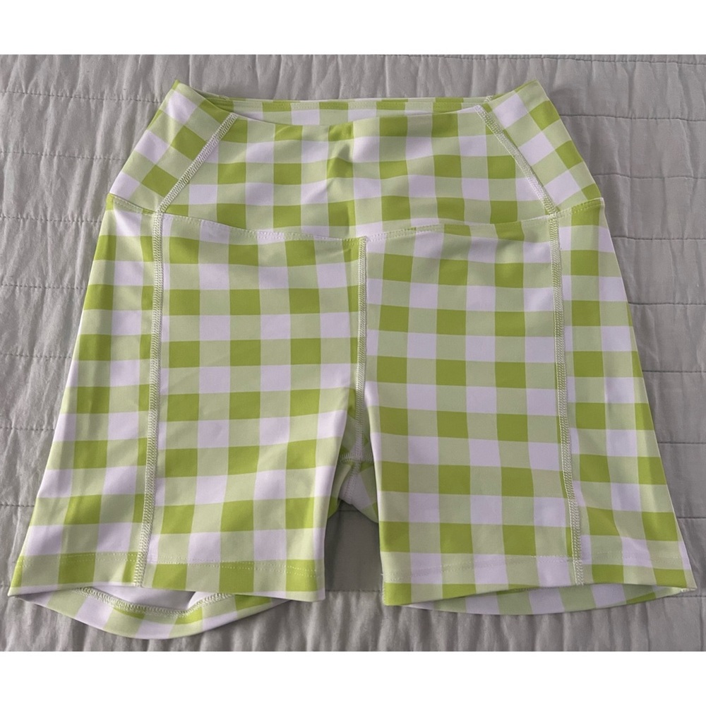 Year of Ours Lime Green Gingham Shorts - Small